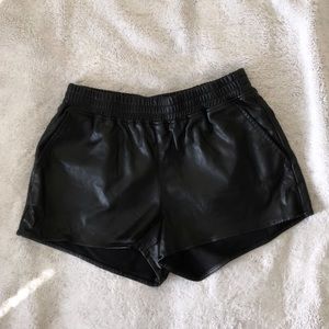 H&M black faux-leather shorts